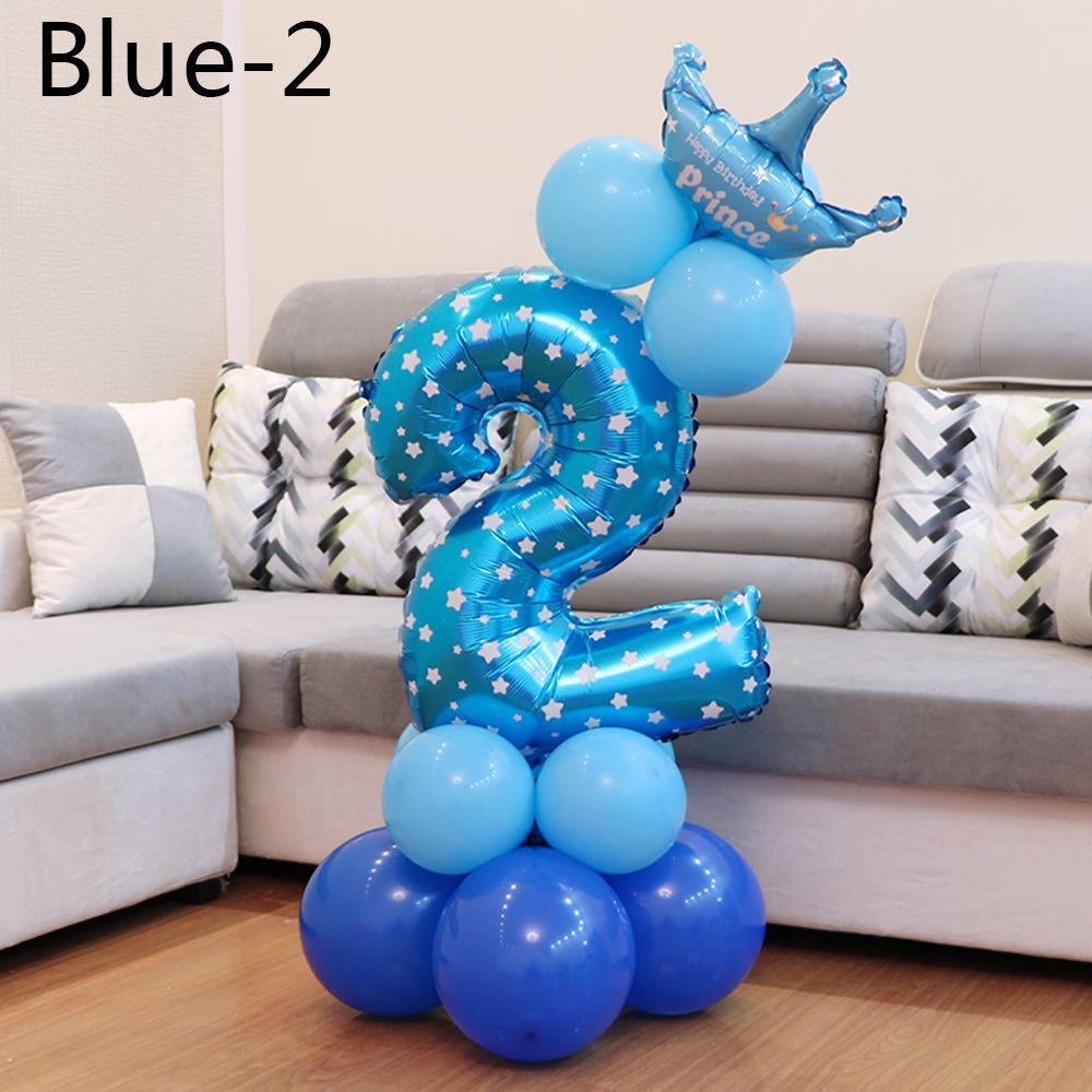 16pcs Decoration Party Supplies Baby Shower Helium Pink&Blue Digit