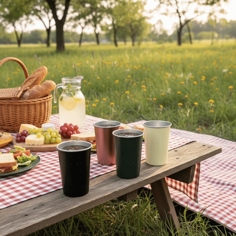 Stainless Steel Camping Water Cup Wide Mouth Tea Drink Cup Portable Drinking Cup Travel Use