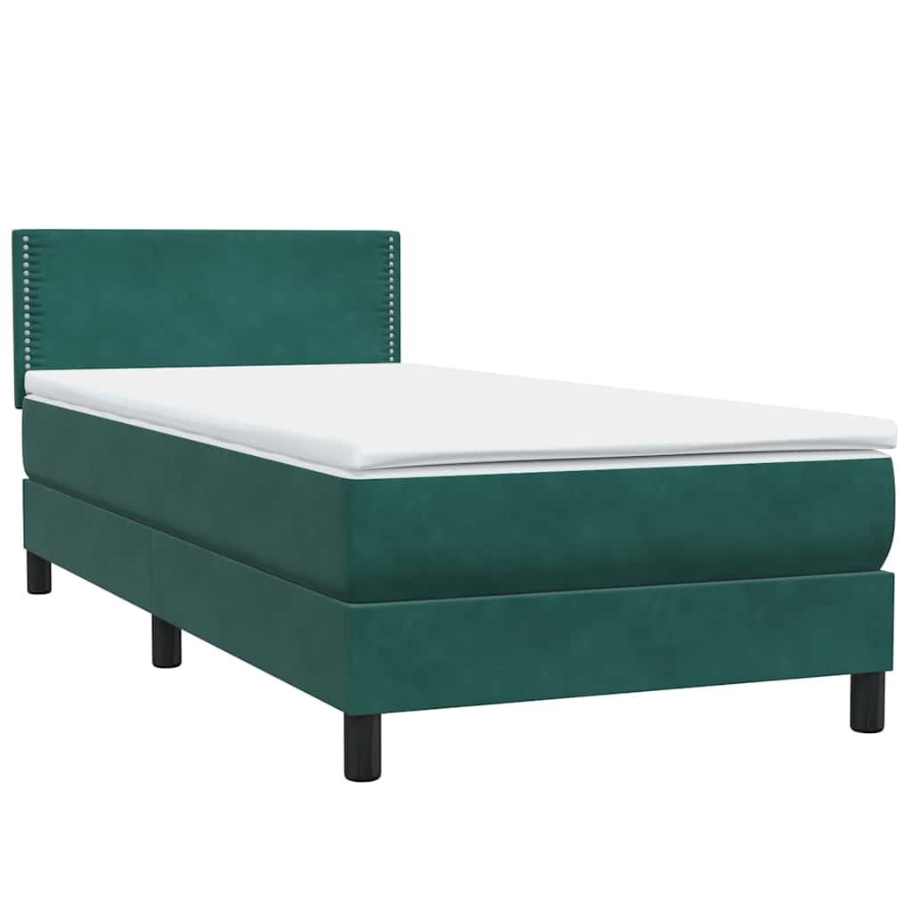 Box Spring Bed with Mattress Dark Green 80 x 220 cm Velvet