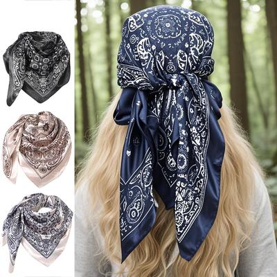 90*90cm Druck Kaschu Extra Großer Quadratischer Schal Stirnbänder Für Frauen Haarband Turban Bandana Kopftuch Mode Haaraccessoires