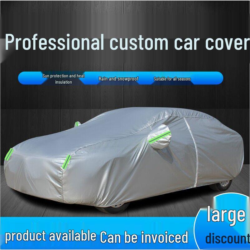 All-Season Car Sunshade Cover with Reflective Strips and Thickened Oxford Cloth Oxford Cloth Black Single Layer