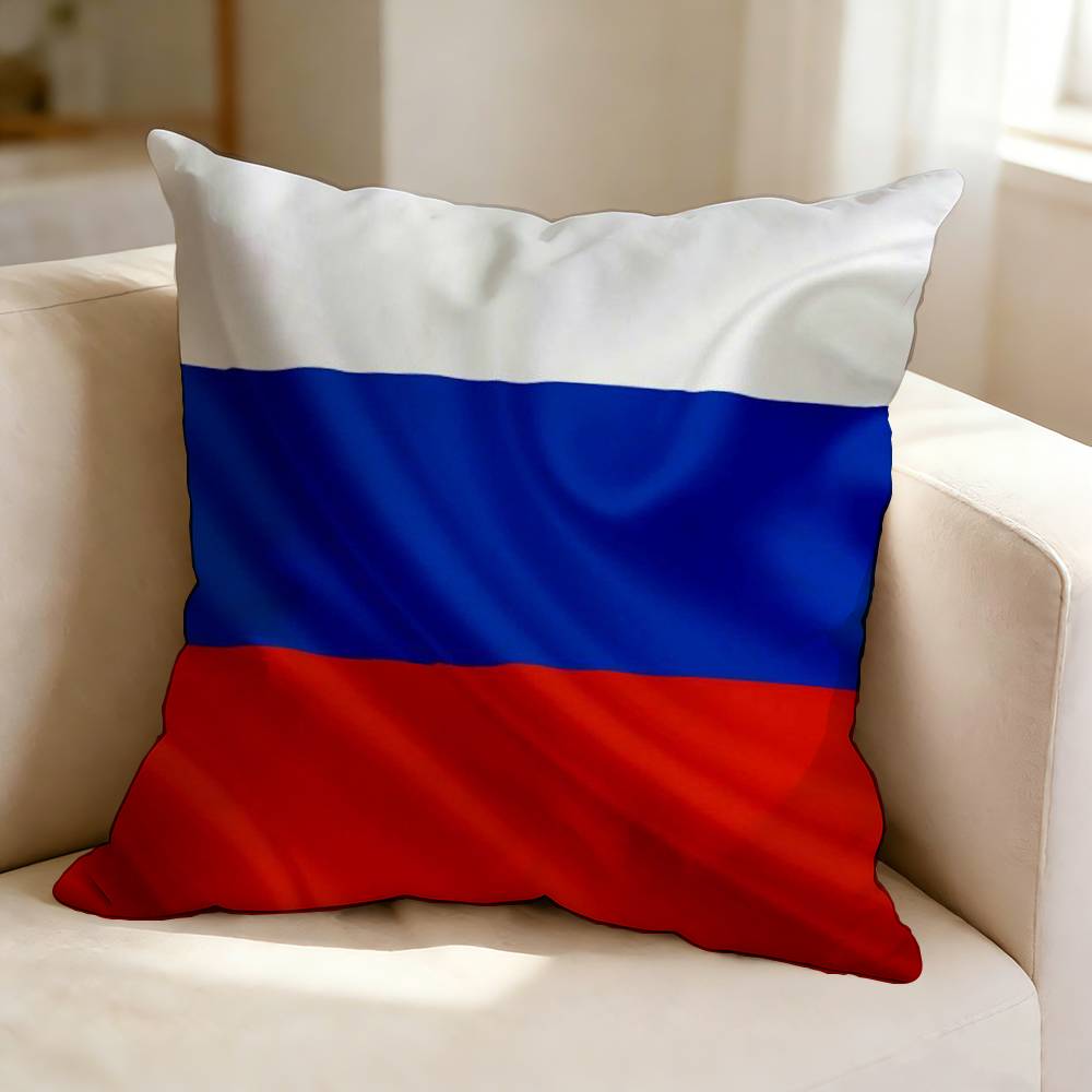 Russian Flag  Square DoubleSided Printed Pillow Case Bedroom Bedside Pillow Sofa Cushion Cover