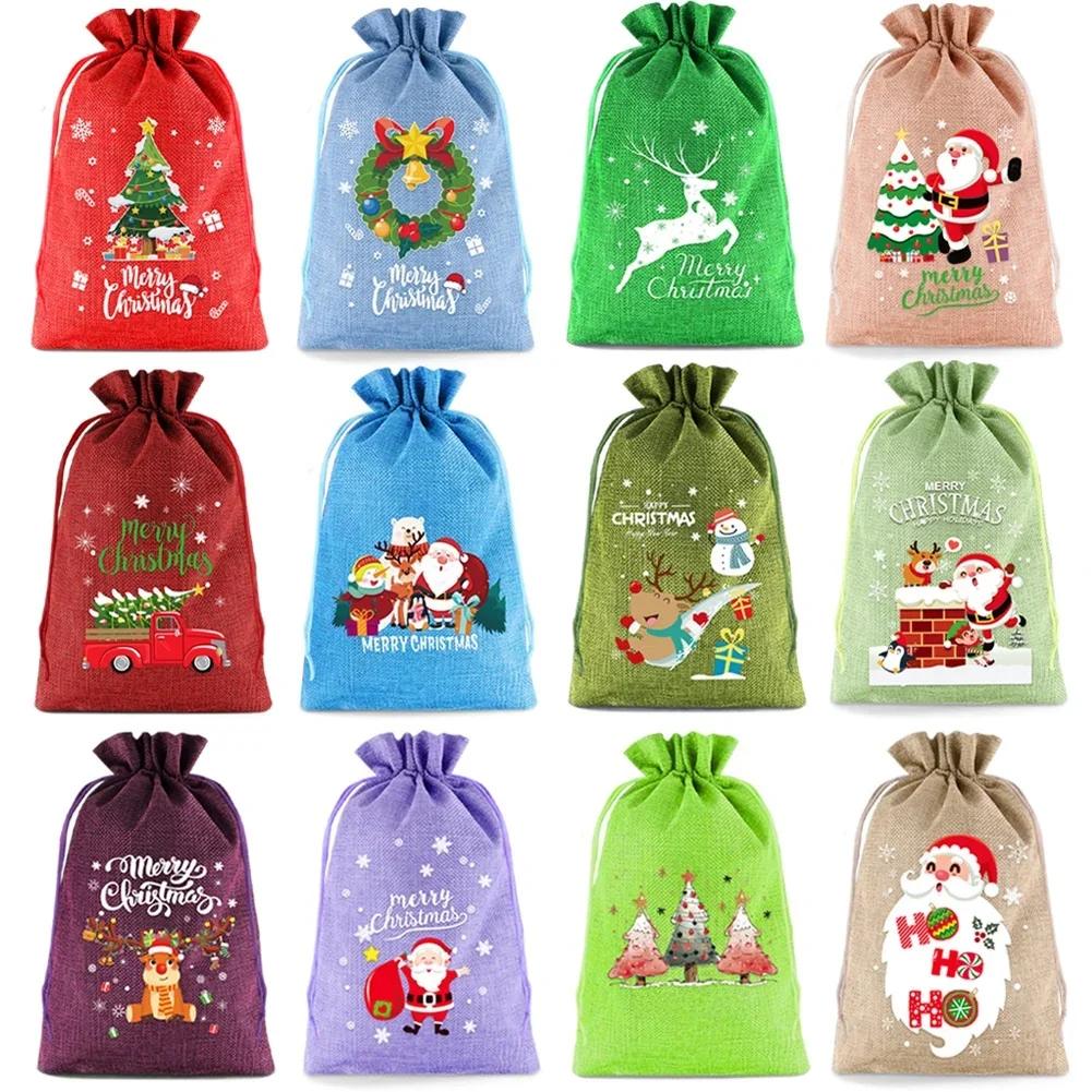 For Kids For Parties Holiday Present Bags Christmas Drawstring Bags Festive Gifting Assorted Colors Present Bags