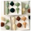 Velvet Christmas Ornaments Set Flocked Textured Baubles Teardrop and Finial Shapes Green Cream Hanging Tree Decorations Christmas Home Decoration