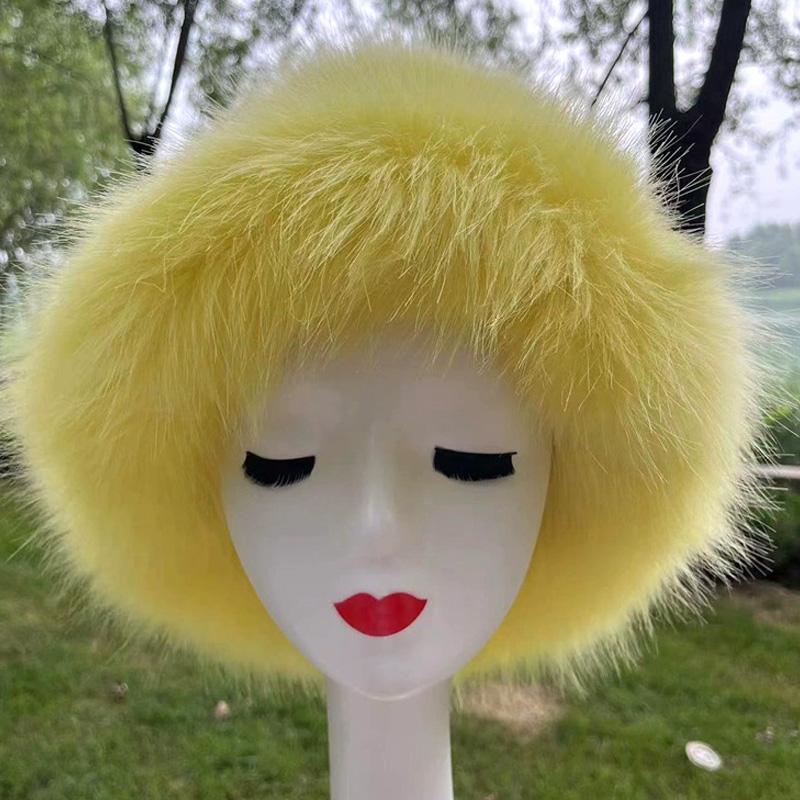 1PC Bucket Hat for Women Thick Plush Winter Faux Fur Fashion Fisherman Cap Furry Luxury