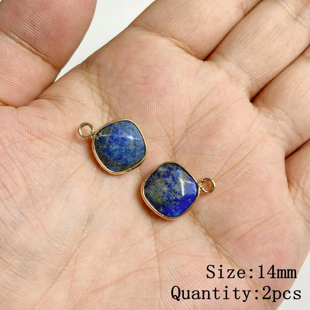 Natural Blue Lapis Lazuli Connector Charms Pendant Stone Warter Drop Teardrop Heart Pendants Charm For Jewelry Making Necklaces
