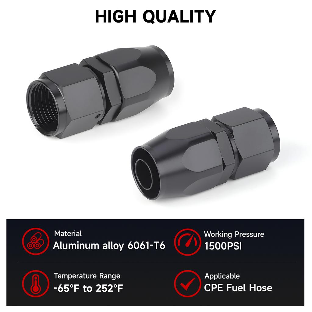 Black 4 PCS Hose End Fitting Swivel Adapter 0 45 90 180 Degree AN4 AN6 AN8 AN10 Aluminium Alloy Hose End Fitting Swivel Adapter