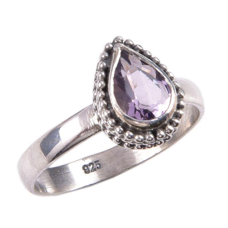Natural Pink Amethyst Gemstone 925 Solid Sterling Silver Jewelry Ring S.10 J9N43