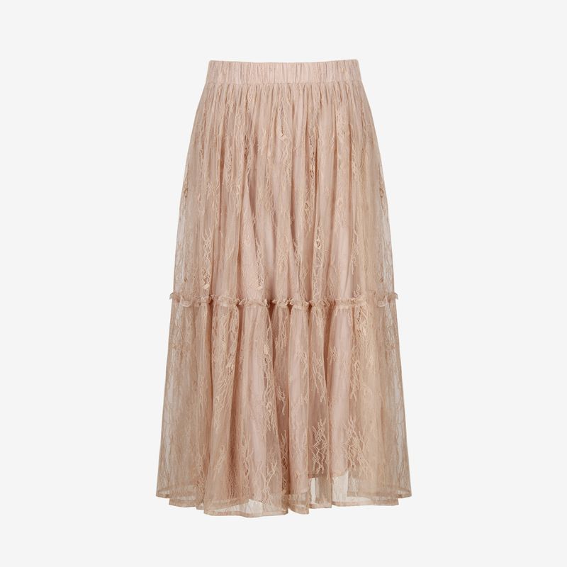 

Blue Rose Plus size women clothing Fairy Is Coming Again! Four Seasons Half-Length Lace Gauze Skirt Mid-Length Skirt Dark complexion XL