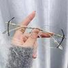 Ultra-Light Anti-Blue Light Radiation Rimless Myopia Glasses, Women'S Degree Plain Artifact, Rimless Face Goggles