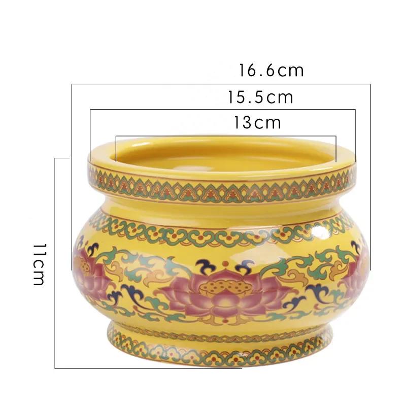 Chinese Traditional Ceramic Incense Burner Ornaments Guanyin Worship Incense Burner Decoration Feng Shui Buddha Hall Supplies