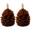 Pack of 2 LED Pine Cone Candle Pinecone Shaped Realistic Wax Candles Flameless Candle for Christmas Holiday Decoration