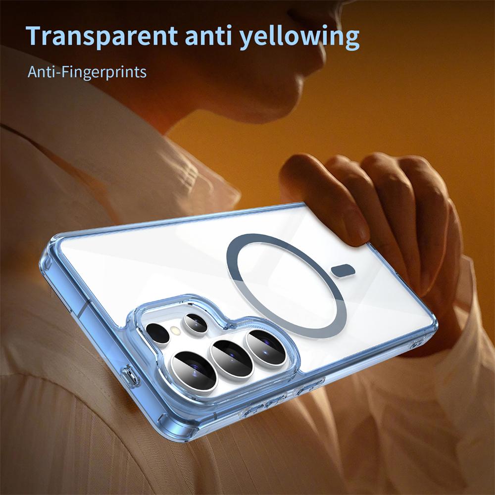 Transparency Acrylic Magnetic Case For Samsung Galaxy S24 S25 FE S26 Ultra Plus A57 A17 A36 for Magsafe Wireless Charge Cover
