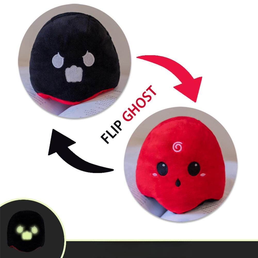 Reversible Night Light Ghost Plush Toy Funny Face-changing Demon With Flip Design Halloween Gift