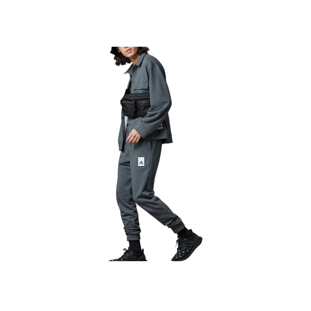 Adidas Solid Color Logo Patch Joggers Men Bottoms Dark-Grey IL8302