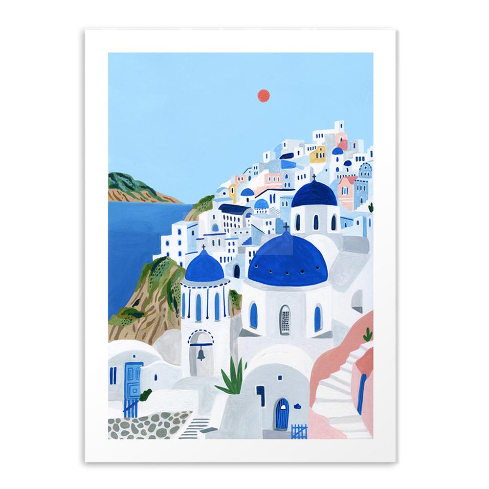 Nordic Positano Italy Vintage Posters and Print Santorini  Barcelona Canvas Painting Gift Wall Art for Living Picture Home Decor