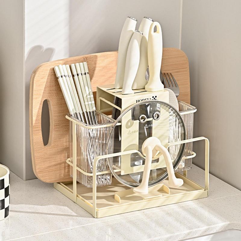 Utensil Organizer Stand Kitchen Flatware Organizer Holder Pot Lid Storage Stand Kitchen Flatware Holder With Drip Tray For Spoon
