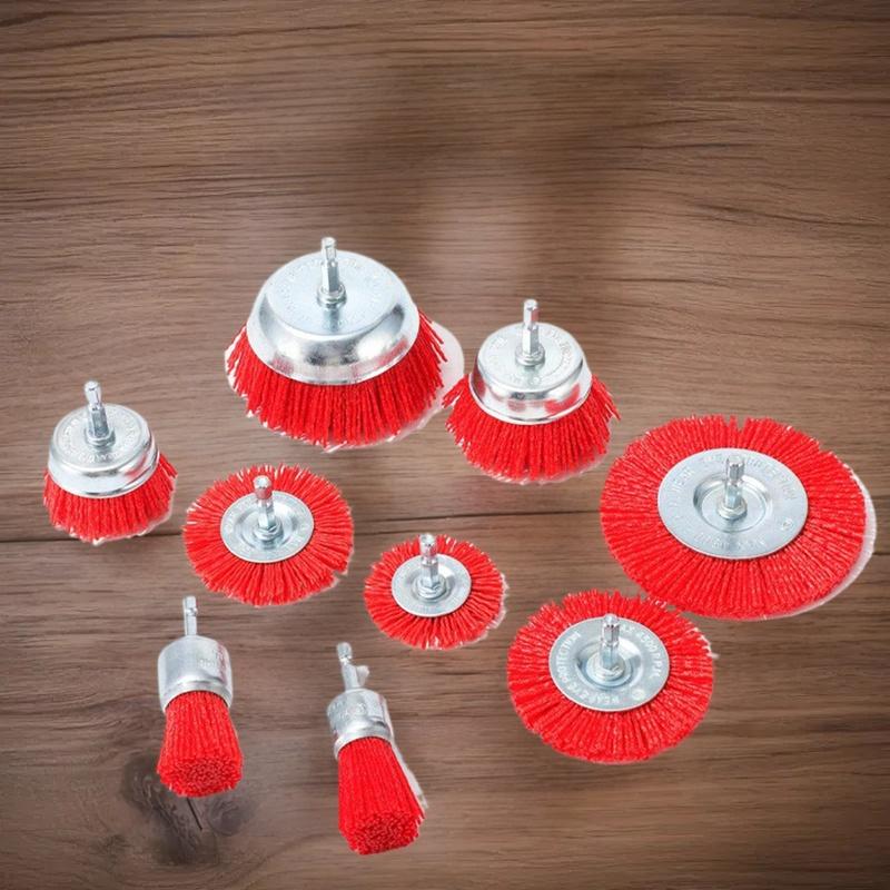 Per Trapano Utensile Rotante Rimuovere Ruggine/Corrosione/Vernice Spazzola Abrasiva in Nylon Grana 80/120/180/240 Spazzola a Disco Abrasivo Piatta Gambo da 1/4"