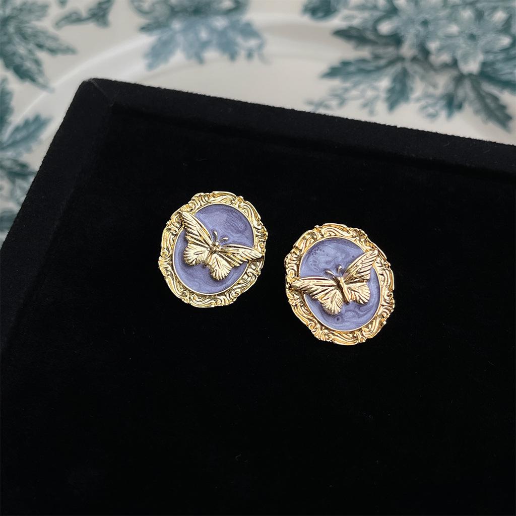 Französischer Ölmalerei-Stil Emaille Tropfenohrringe: Künstlerische Ohrstecker im Hofstil mit einem literarischen Retro-Flair.