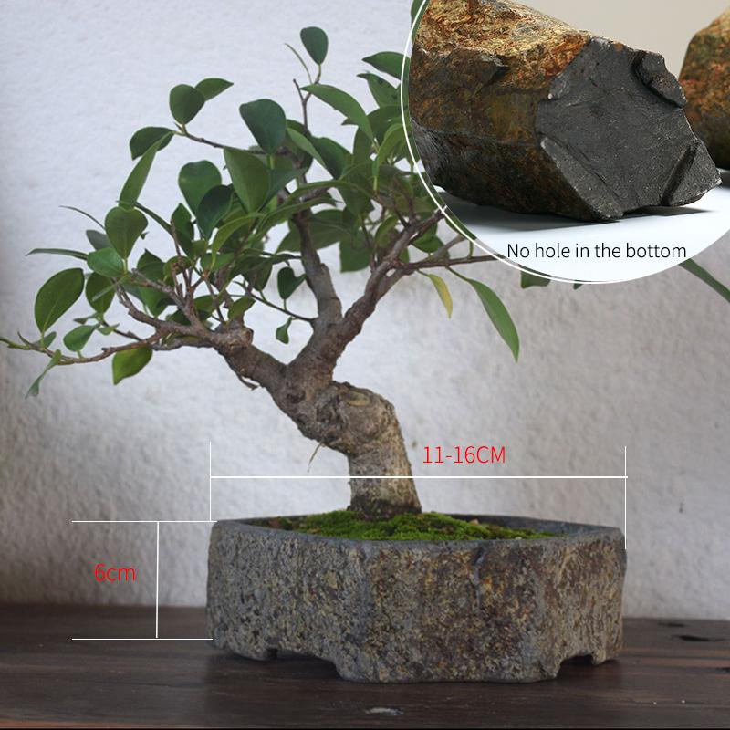 Basalt FlowerPot Succulent Plant Nursery Planter Natral Stone Vase Decoration Home Table Craft Bonsai Garden Decor New Year Gift