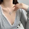 Cross Europe S625 Sterling Silver Women's Necklace, Luxurious Diamond Cross Pendant, Fashionable Clavicle Chain.