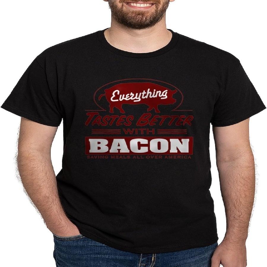 

CafePress Everythings Better with Bacon T Shirt Men s 100% Cotton, Classic Graphic Dark T-Shirt XXXXXL чорний