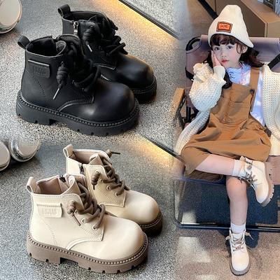 Herbst Anti-Rutsch-Martin-Stiefel Kleine Lederstiefel Modische Mid-Top-Stiefel im britischen Stil Modische Herren- und Mädchenstiefel Koreanische Version der Tasche