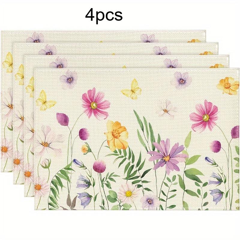 2/4pcs Floral Butterfly Placemats, Perfect for Spring Parties and Seasonal Dining Decor, Ideal for Dining Decor, Outdoor Picnics