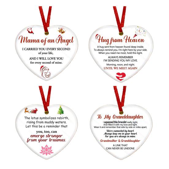 Memorial Christmas Ornaments Hug from Heaven Heart Shaped Christmas Tree Ornament Sympathy Gifts for Loss of Loved One