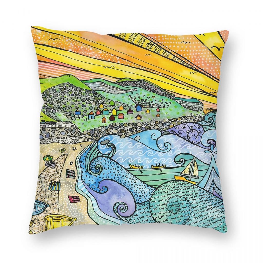 Chesil Cove Isle Of Portland Square Pillowcase Polyester Linen Velvet Printed Zip Decor Throw Pillow Case Home Cushion Cover