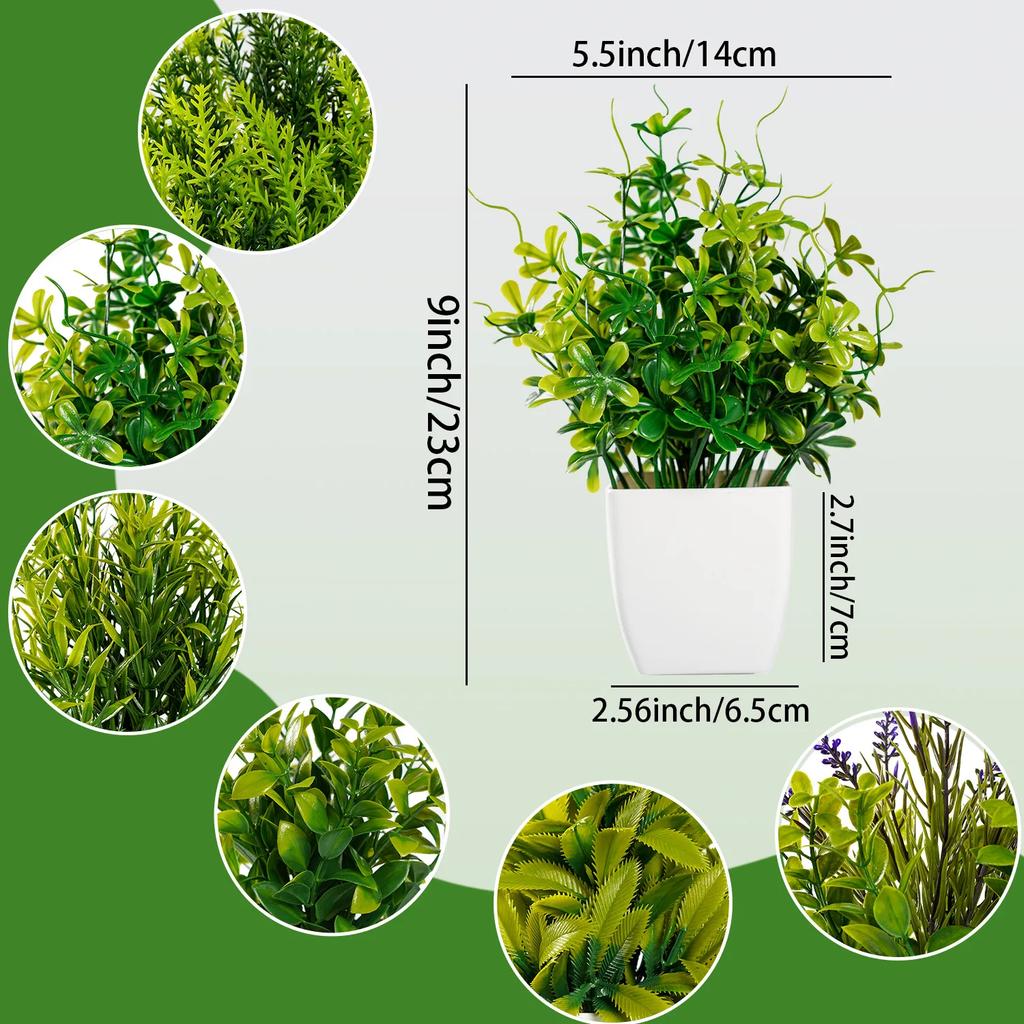 Árbol de Planta Artificial Alféizar de Ventana Mesa de Oficina Escritorio Decoración Plástico Jardín Planta Falsa Maceta Decoración para el Hogar Adornos en Maceta