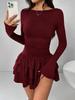 Temperament Dresses Woman Mini vestidos Simple Style Elegant French Bodycon Slim Pleated Fashion Long Sleeve Commuting Sexy