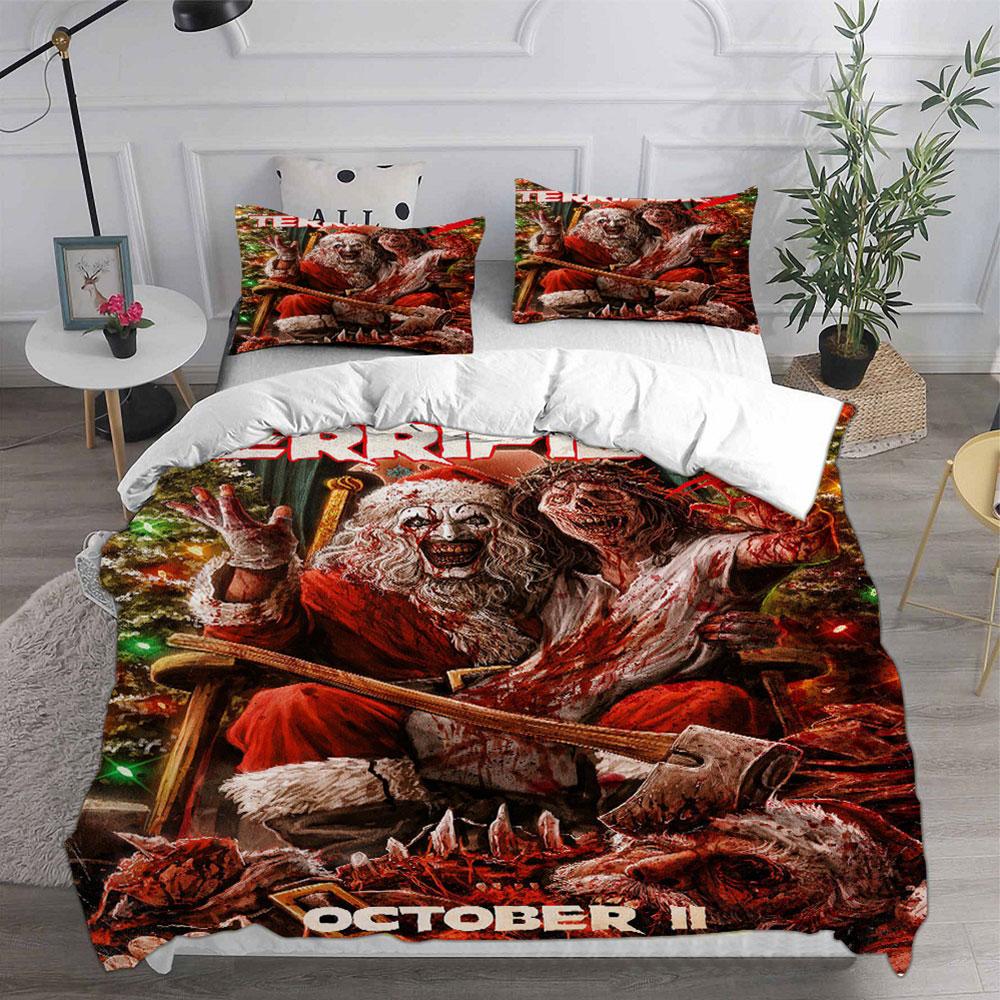 Terrifier 3 () Bedding Sets Bed Cover Comforter Duvet Cover Pillow Case 2-3 Pieces Sets Horror Christmas Decoration
