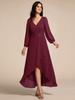 Ever-Pretty Women's Waist Applique Lantern Sleeve Chiffon Evening Dresses with Asymmetrical Hem
