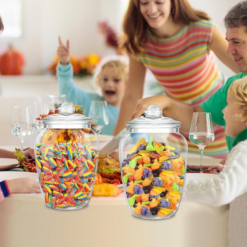2 x 2200 ml glass candy cookie jars with airtight lids, decorative pharmacist jars, buffet containers for kitchen counters, clear food storage