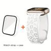 Glass+Case+Strap for Apple Watch Band 45mm 44mm 41mm 40mm Engraved Leopard belt for Apple IWatch Series 10 8 7 6 SE 5 46mm 42mm