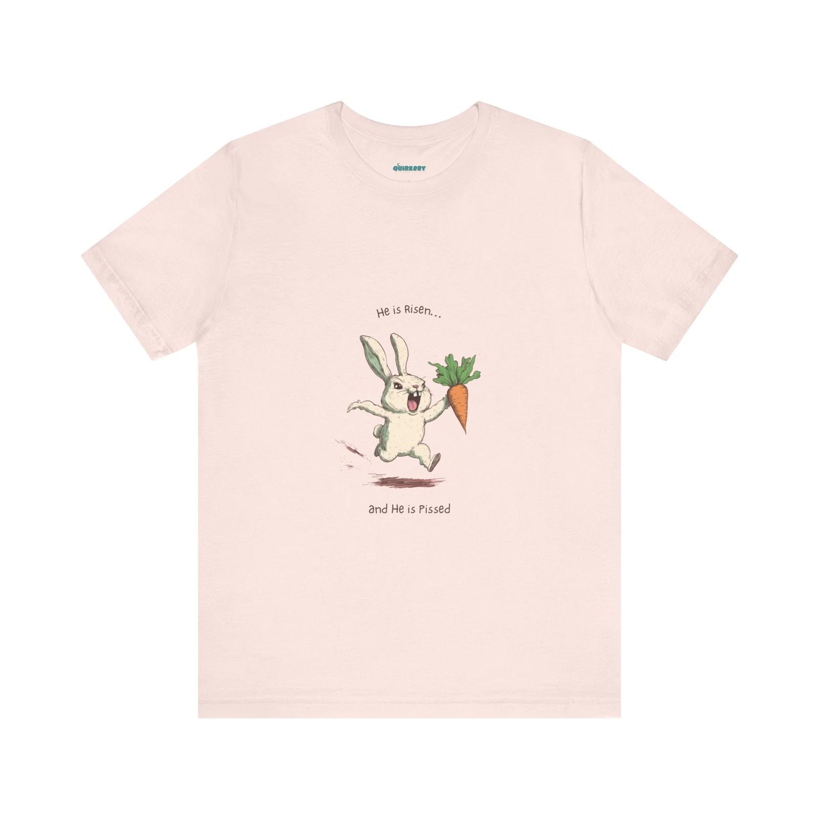 He Is Risen Angry Bunny  Shirt – Funny Easter Carrot Meme Gift Tee M