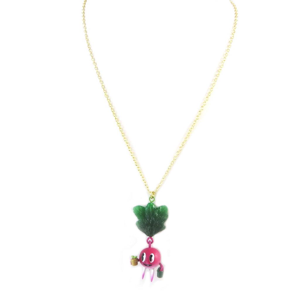 Les Trésors De Lily [P2204] - Handmade Necklace 'Monde Merveilleux' (Vegetable Garden of Happiness) Pink Green Gold