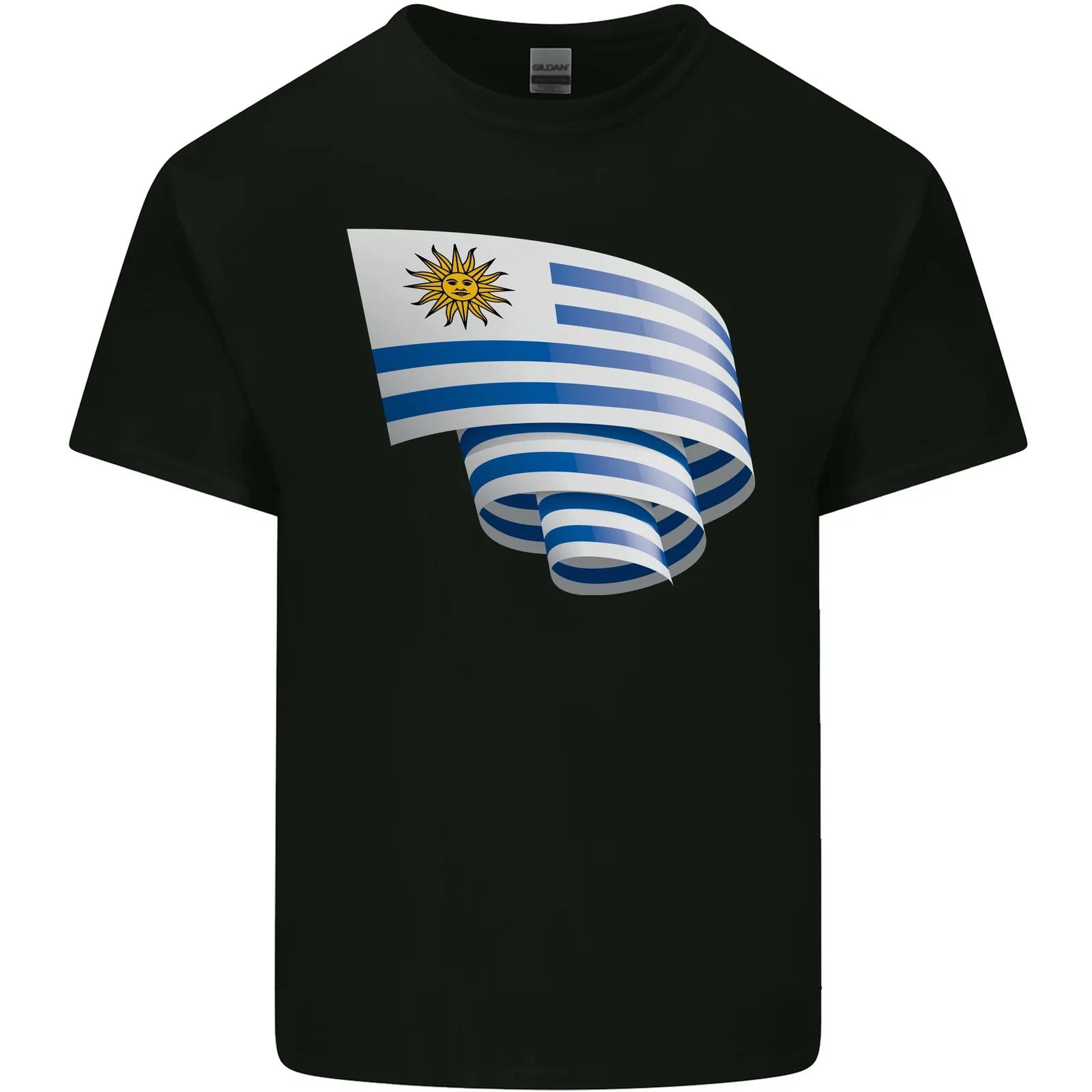 Curled Uruguay Flag Uruguayan Day Football Kids T-Shirt Childrens L