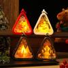 Retro Christmas Candle Lantern Night Light Ornament - Luminous Pendant for Window or Desktop