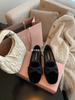 Spring New Niche Retro Velvet Flat-soled Single Shoes Commuting Sweetheart Miu's Home One-pedal Bow Loafers