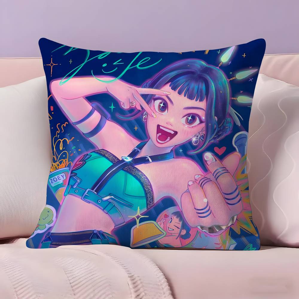 Hot Kpop Demon Hunters Cartoon Pillow Covers Decorative Home Print Square Pillow Bedroom Room Decoration Pillowcase