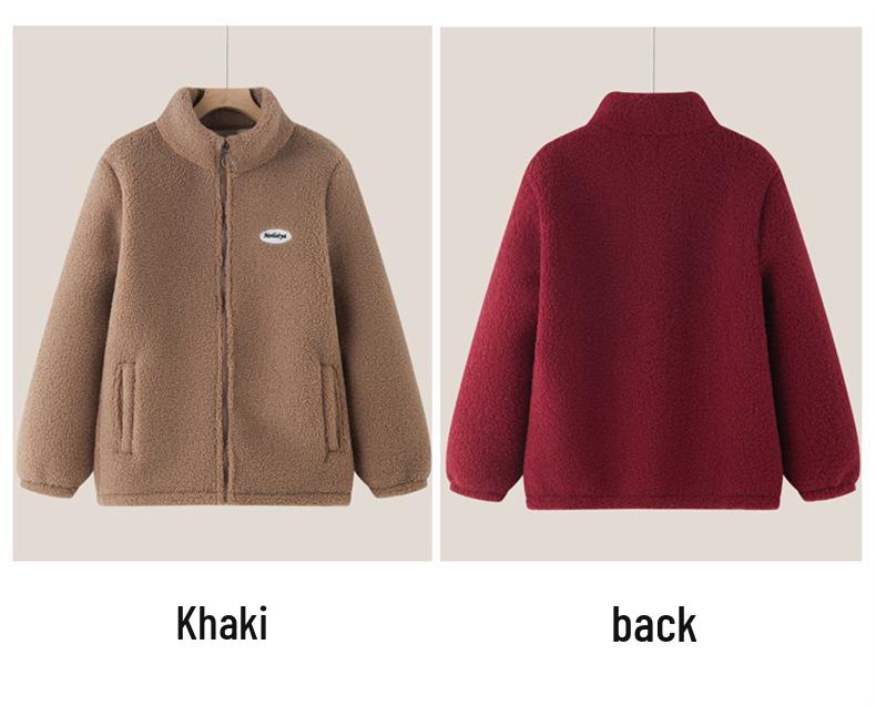 Autumn/Winter Cotton Padded Fleece Jacket for Middle-Aged & Elderly: Cozy Lamb Wool Coat for Grandparents