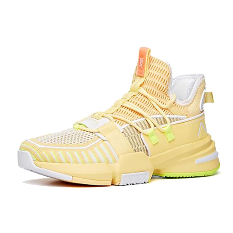 Anta Craze 1 Cushioning Slip Resistant Abrasion Resistant High Top Basketball Shoes Men's Yellow White 112021609-6