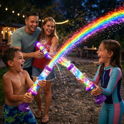 1/2/3/4Pcs Glowing Rainbow LED Water Sprayer, Light-up Water Sprinkler with Colorful Lights, Water Sprayer Tube Toy for Outdoor Summer Pool Party