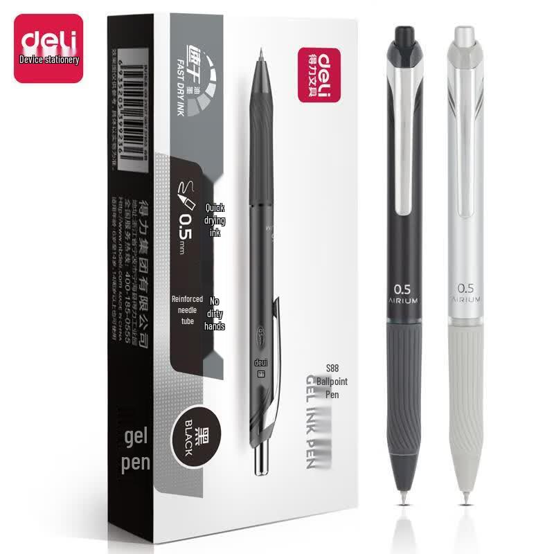 Deli 0.5mm Black Ink Retractable Gel Pens