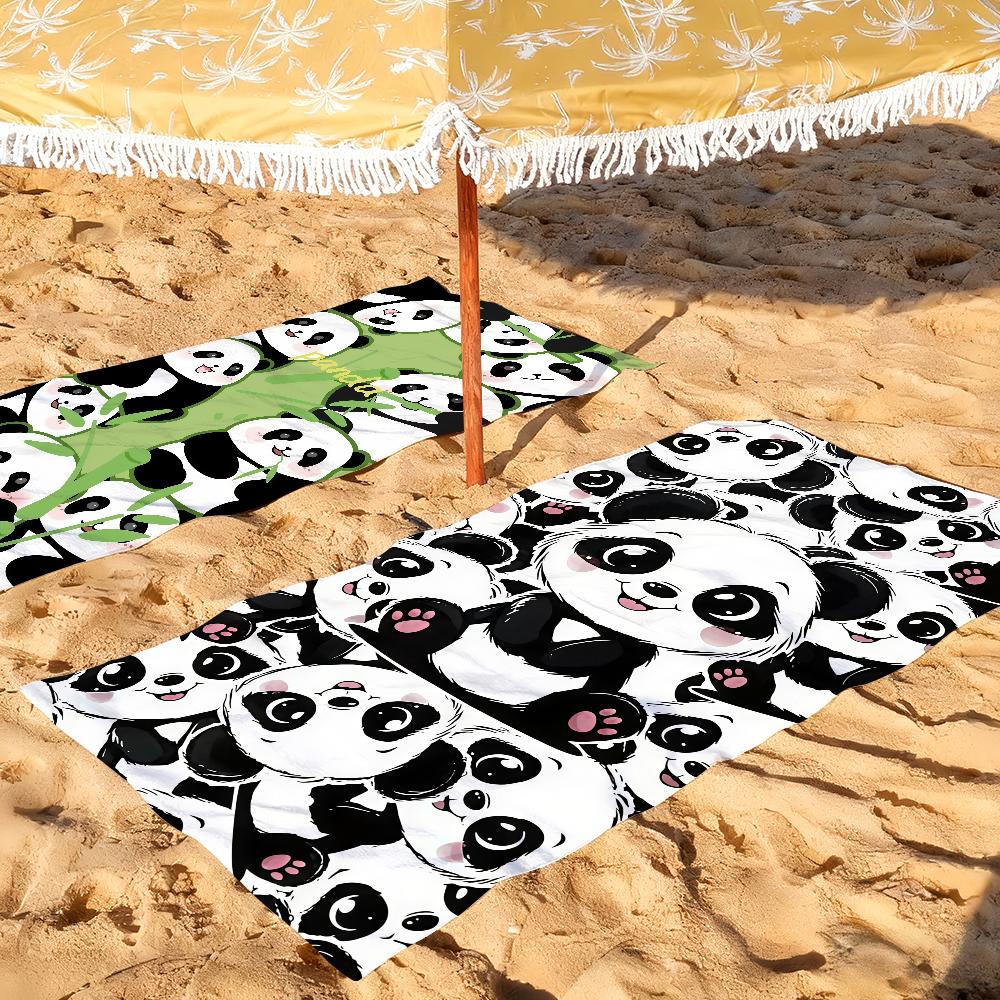 Süßes Panda-Cartoon-Handtuch Schnell trocknende Strandhandtücher Sind Geeignet Für Schwimmbäder Camping Yoga Und Das Fitnessstudio