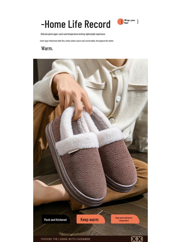 2025 Plus Size Non-slip Plush Wool Slippers for Elderly: Cozy Cotton Indoor Footwear for Autumn and Winter