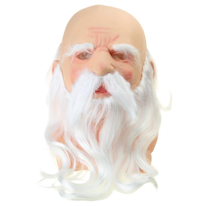 Halloween Party SantaClaus Latex Mask Party Dress Up Supplies Christmas SantaClaus Hat Mask Full Face SantaClaus Mask