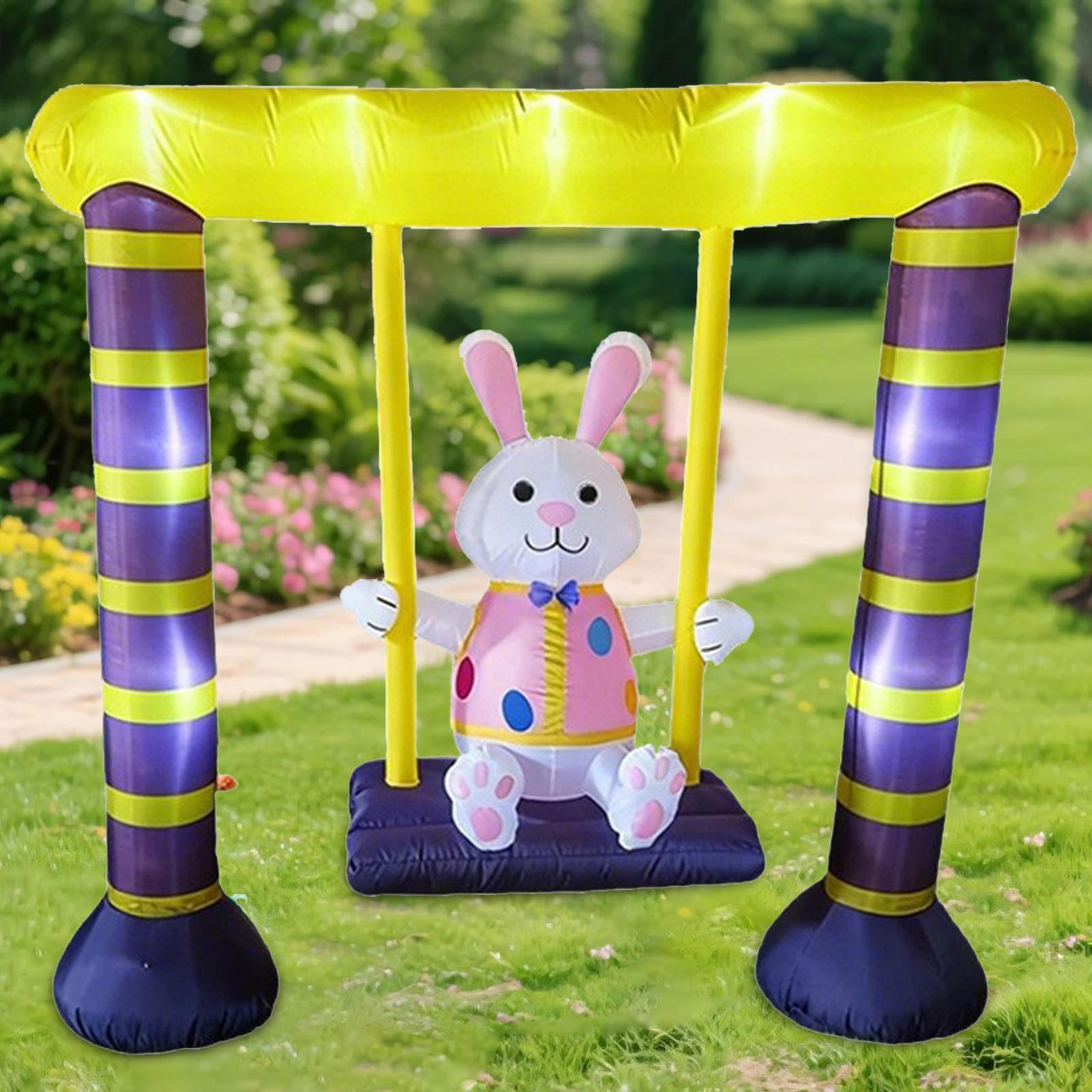 

Easter Inflatable Bunny Swing Rabbit Large LED Glowing Cute Outdoor Decoration Yard Decor for